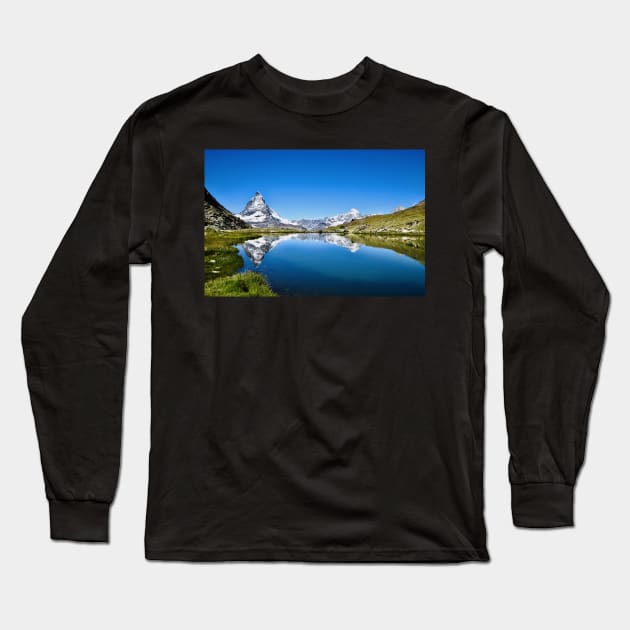 Matterhorn mirroring Swiss Alps / Swiss Artwork Photography Long Sleeve T-Shirt by RaphaelWolf